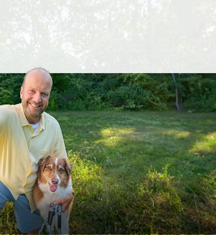 John, a hypertrophic cardiomyopathy (HCM) patient, with his dog